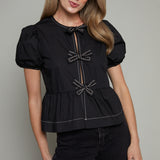 Ruby Front Tie Puff Sleeve Top