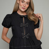 Ruby Front Tie Puff Sleeve Top