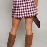 Autumn Checkered Knit Mini Skirt