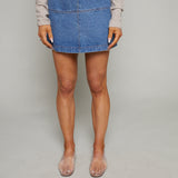 Everly Contrast Stitch Denim Mini Skirt