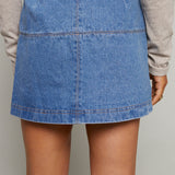 Everly Contrast Stitch Denim Mini Skirt