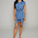 Everly Contrast Stitch Denim Mini Skirt