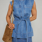 Eliza Belted Denim Vest