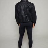 Medina Faux Leather Bomber Jacket - Black