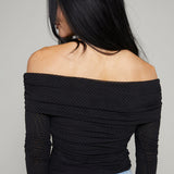 Delaney Polka Dot Off The Shoulder Top