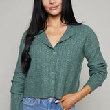 Phoebe Relaxed Pointelle Cardigan - Monstera