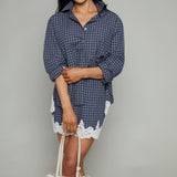 Keaton Plaid Lace Mini Skirt