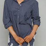 Vinya Plaid Button Up With Lace Detailing