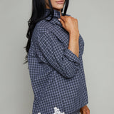 Vinya Plaid Button Up With Lace Detailing