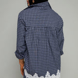 Vinya Plaid Button Up With Lace Detailing