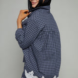 Vinya Plaid Button Up With Lace Detailing