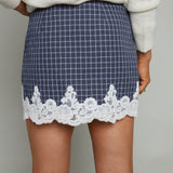 Keaton Plaid Lace Mini Skirt