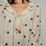 Kourt Polka Dot Embroidered Ruffle Top