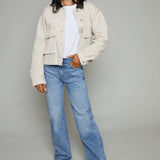 Joni Cropped Denim Chore Jacket - Soapstone