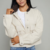 Joni Cropped Denim Chore Jacket - Soapstone
