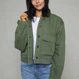 Joni Cropped Denim Chore Jacket - Dusk Sage