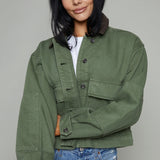 Joni Cropped Denim Chore Jacket - Dusk Sage