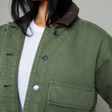 Joni Cropped Denim Chore Jacket - Dusk Sage