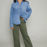 Julien Relaxed Drawstring Jean - Olive