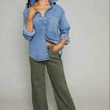 Julien Relaxed Drawstring Jean - Olive