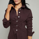 Cambria Cinched Peplum Denim Jacket