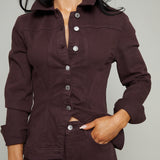 Cambria Cinched Peplum Denim Jacket