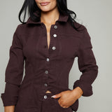 Cambria Cinched Peplum Denim Jacket