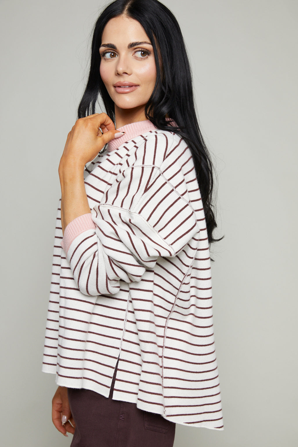 Tate Contrast Striped Pullover Sweater