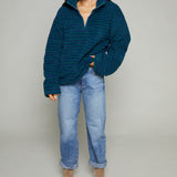 Marcy Half Zip Fleece Pullover - Navy/Green