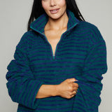 Marcy Half Zip Fleece Pullover - Navy/Green