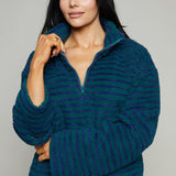 Marcy Half Zip Fleece Pullover - Navy/Green