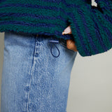 Marcy Half Zip Fleece Pullover - Navy/Green