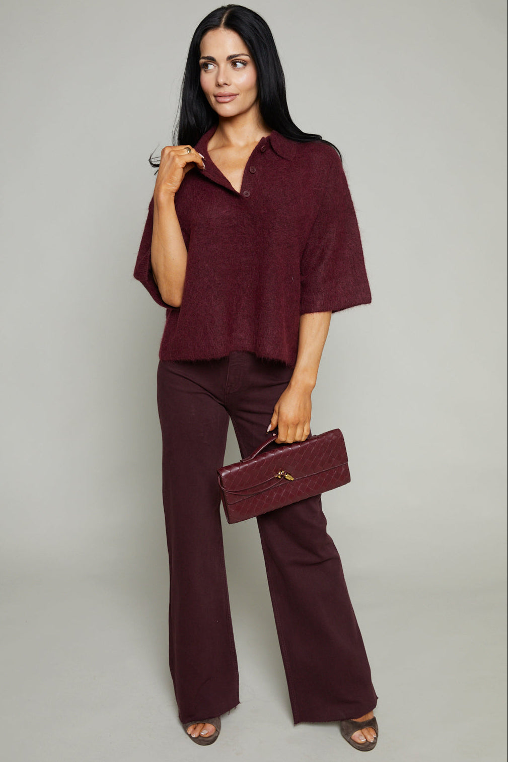 Lana High Rise Wide Leg Jeans - Claret