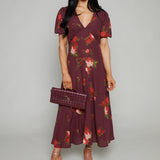 Vala Floral Puff Sleeve Midi Dress