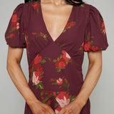 Vala Floral Puff Sleeve Midi Dress