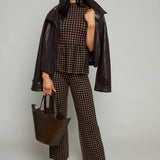 Dominique Houndstooth Knit Peplum Top