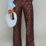 Nilsa Polka Dot Ruffled Pants - Brown