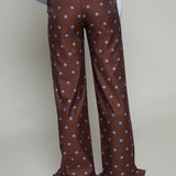 Nilsa Polka Dot Ruffled Pants - Brown