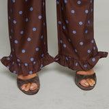 Nilsa Polka Dot Ruffled Pants - Brown