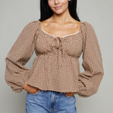 Topanga Gingham Smocked Peplum Top