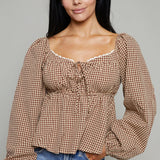 Topanga Gingham Smocked Peplum Top