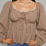 Topanga Gingham Smocked Peplum Top