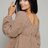 Topanga Gingham Smocked Peplum Top