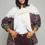 Jessie Fringed Triangle Scarf - Cream