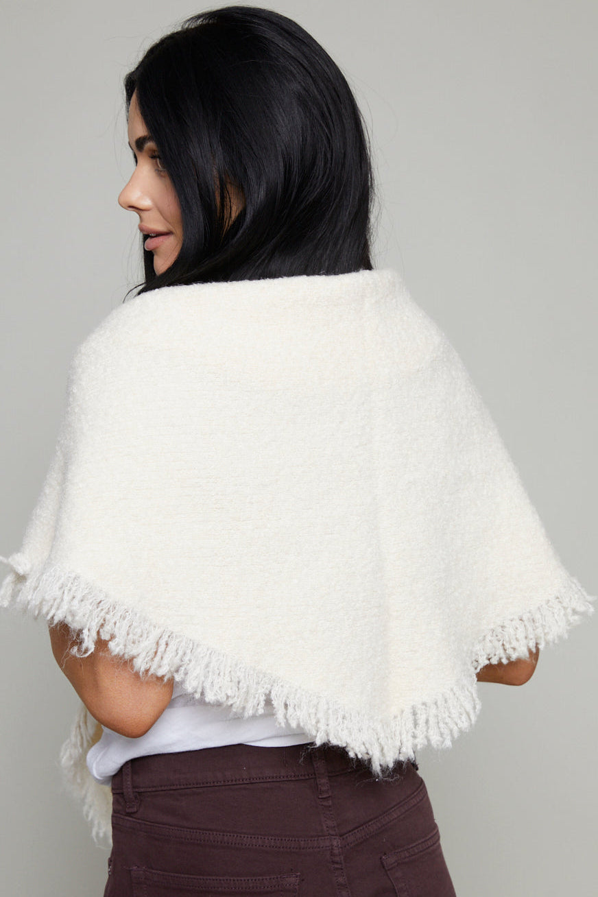 Jessie Fringed Triangle Scarf - Cream