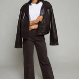 Lucinda Leather Funnel Neck Jacket