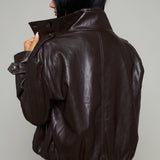 Lucinda Leather Funnel Neck Jacket