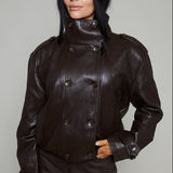 Lucinda Leather Funnel Neck Jacket