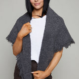 Jessie Fringed Triangle Scarf - Charcoal