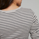 Arianna Striped Model Rib Henley - Heather Taupe
